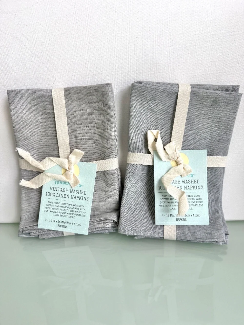 Trader Joe’s Vintage Washed Linen Napkins Gray Set of 8 NWT 100% Linen
